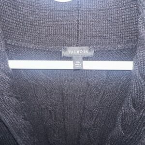 Talbots sweater jacket with leather trim